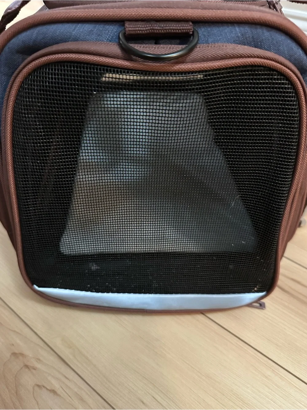 Classic Navy and Brown Soft-Sided Pet Carrier - Travel Tote